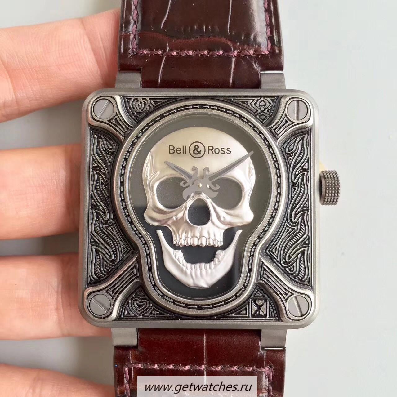 Copy Bell & Ross BR 01 Burning Skull Noob Factory SS Black Dial M9015