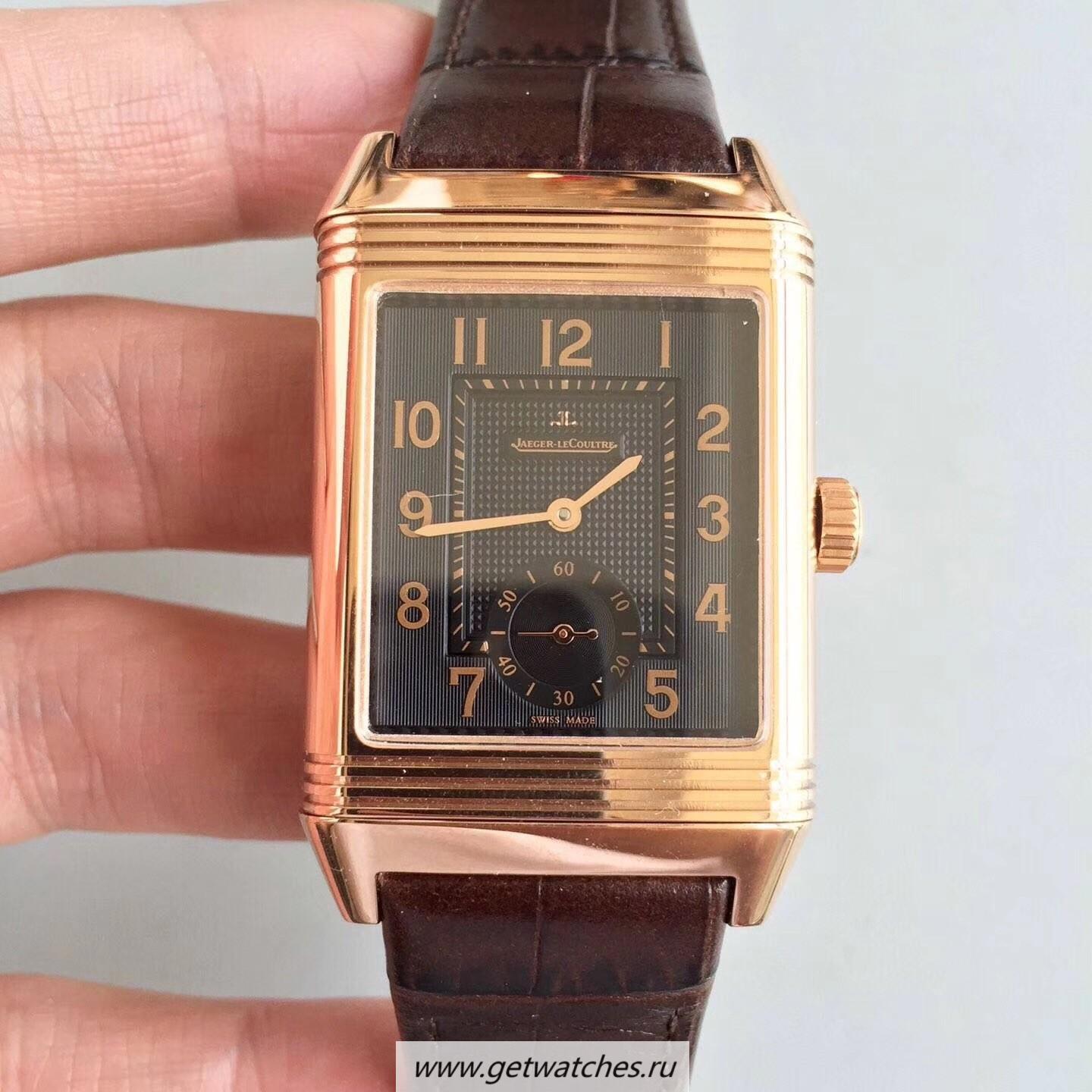 Perfect Replica Jaeger-LeCoultre Grande Reverso 986 Noob Factory Rose Gold Black Dial JLC 986