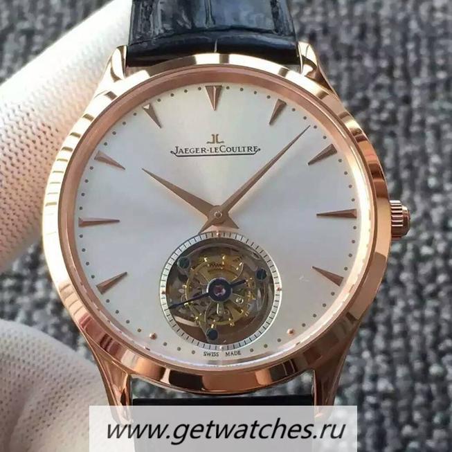 Copy Jaeger-LeCoultre Master Ultra Thin Tourbillon Rose Gold White Dial Tourbillon