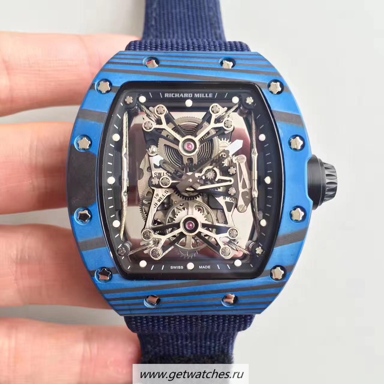 NEW Replica Richard Mille RM50-27-01 NTPT KVF Blue Forged Carbon Black & Skeleton Dial M9015