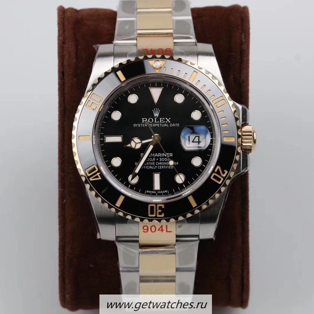 Fake R01ex Submariner Date 116613 LN GMF 18K Yellow Gold Wrapped & SS 904L Black Dial 3135